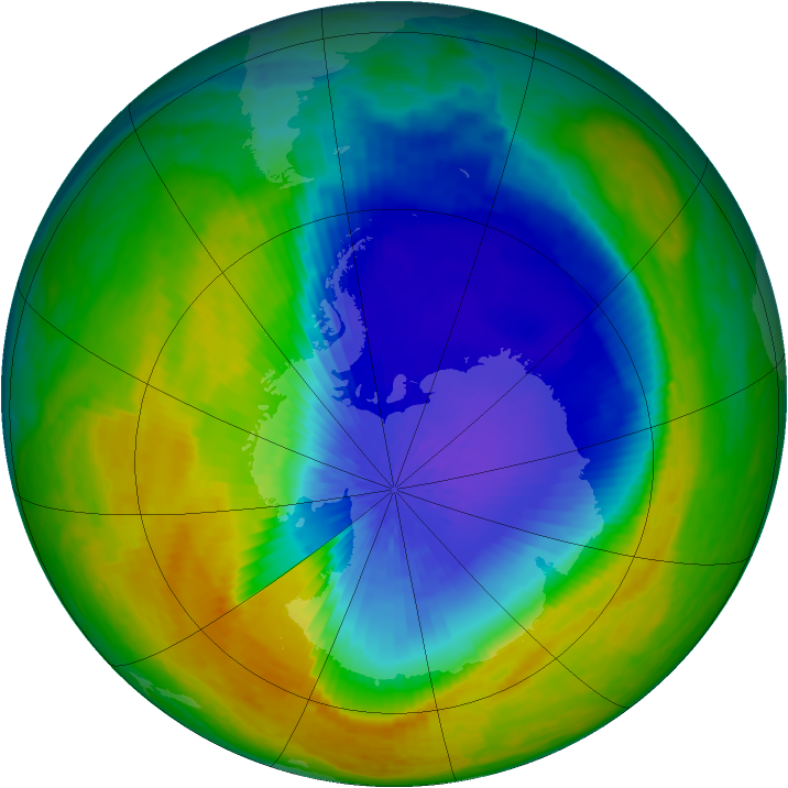 Antarctic ozone map for 14 October 2004